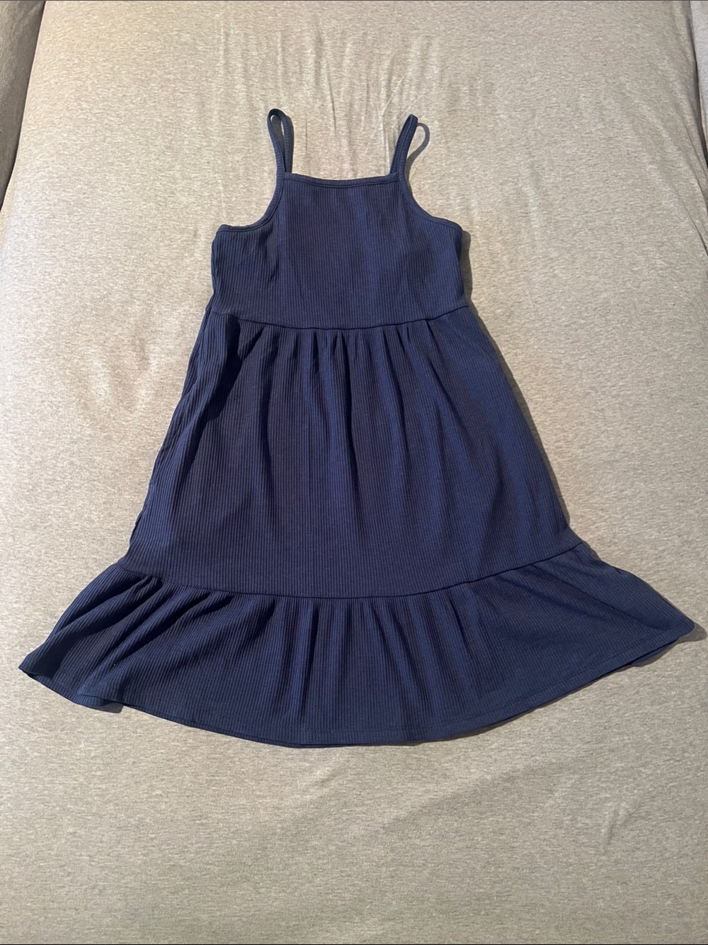 Old Navy Navy Ribbed Sundress with Ruffle Hem